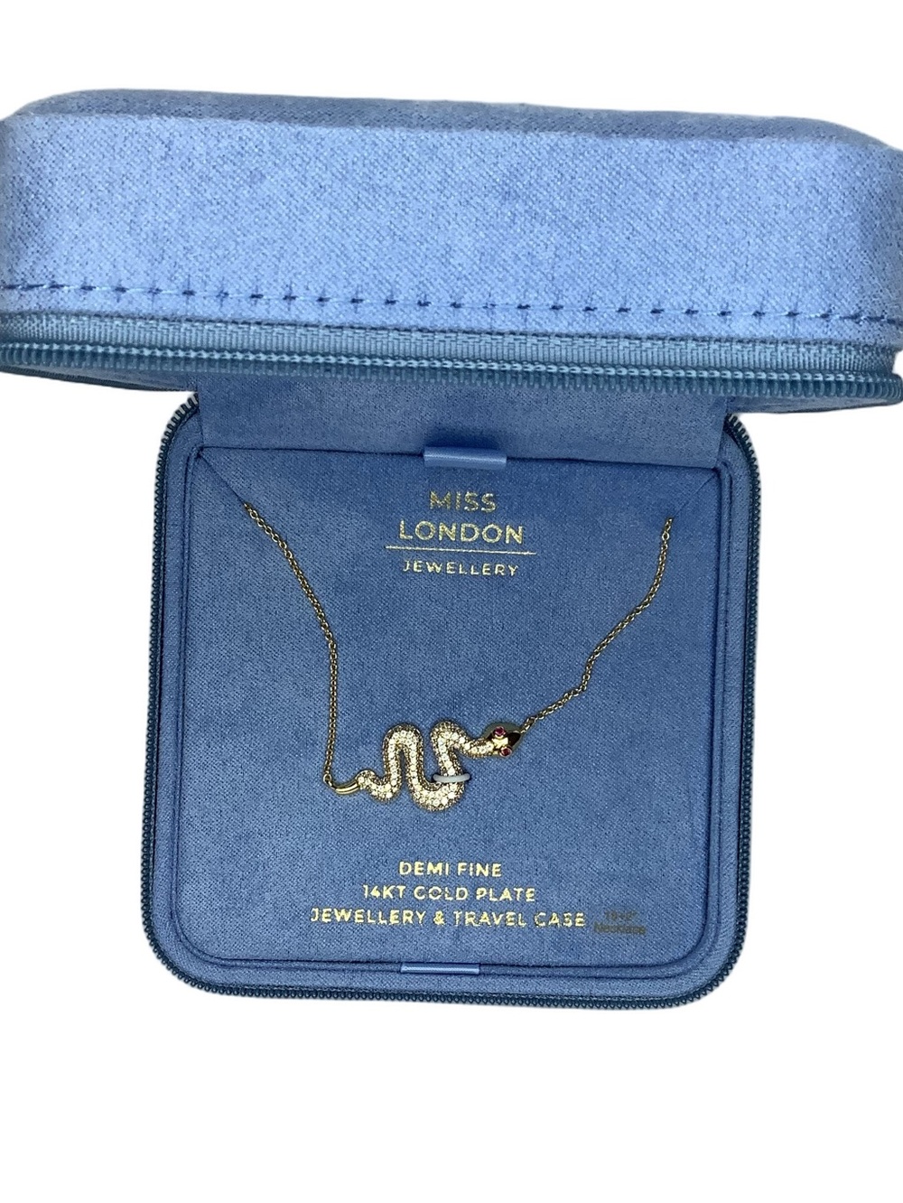Miss London Gold Snake Pendant Necklace With Velvet Travel Box New